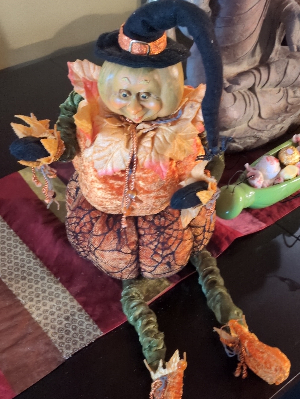 Orange Pumpkin Witch Table Accent Doll by Mark Roberts